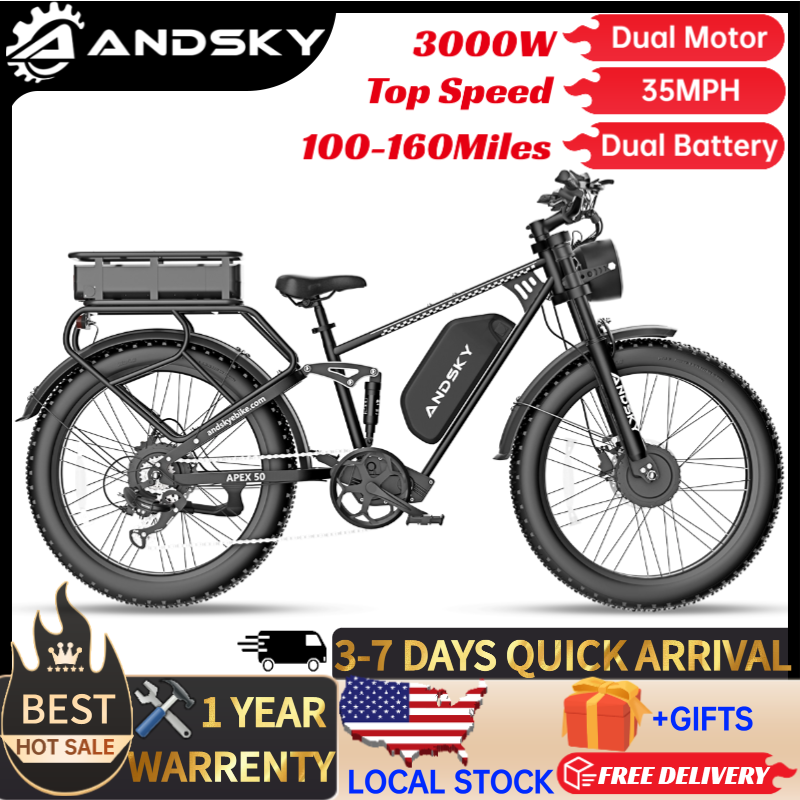 ANDSKY Apex50 AWD電動自転車 3000Wデュ - Torque Sensor Mid Drive Motor Kit のレビューと価格